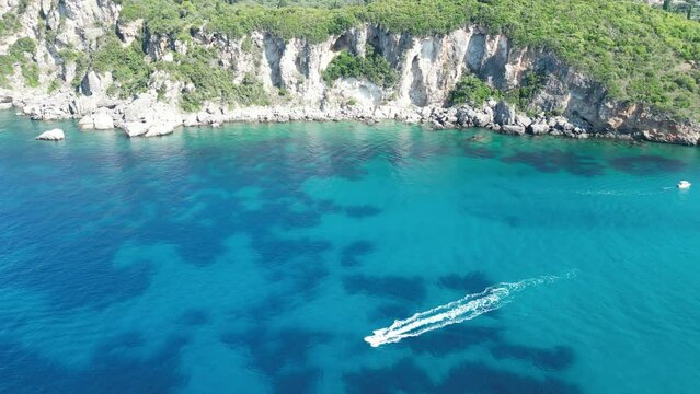 Greece, Corfu, Summer 2023. Beach Rovinia.