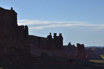 Rock formations at sunset in Arches National Park Utah