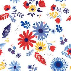 Fototapeta na wymiar Abstract floral seamless pattern. Trendy scandinavian flowers background. Vector