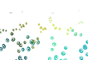 Light Blue, Yellow vector background with bubbles.