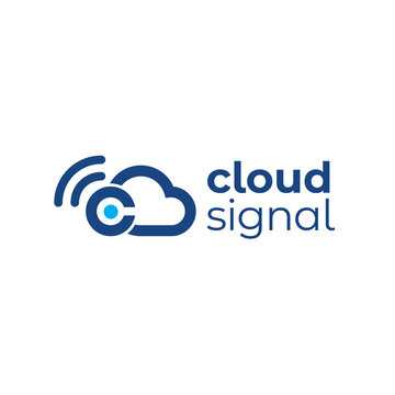 this is a logo image of a cloud with sound wave signal and letter c for sound technology cloud computing logo