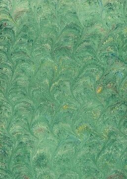 Antique Marbled Paper ephemera water marbling Green
