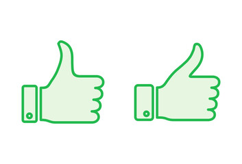 Thumbs up icon set. Hand like. Like icon vector.