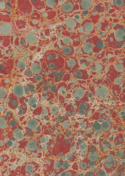 Antique Marbled Paper ephemera water marbling Red Green