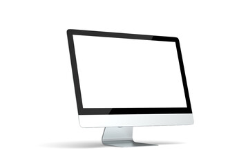 Laptop with blank screen isolated on white background, white aluminium body. 3D illustration, 3D rendering. right side. 