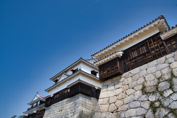 The castle scaffold of Matsuyama-Jo castle. Ehime Japan
