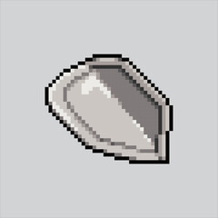 Pixel art illustration shield. Pixelated metal shield. Steel metal shield
icon pixelated for the pixel art game and icon for website and video game.
old school retro.