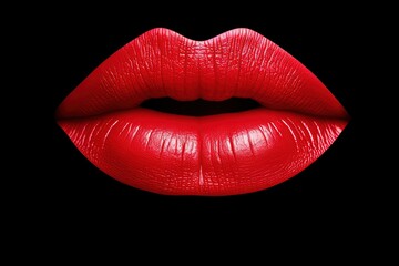 Beautiful red lips with a lipstick kiss isolated on a white background