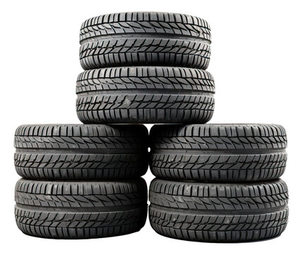 Pile of tires isolated.