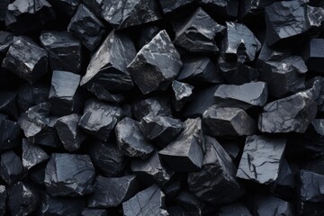 Black cube like coal pattern on stone background - obrazy, fototapety, plakaty