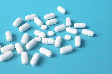 Blue background with white medical pills