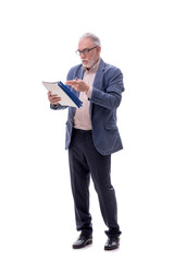 Old businessman isolated on white