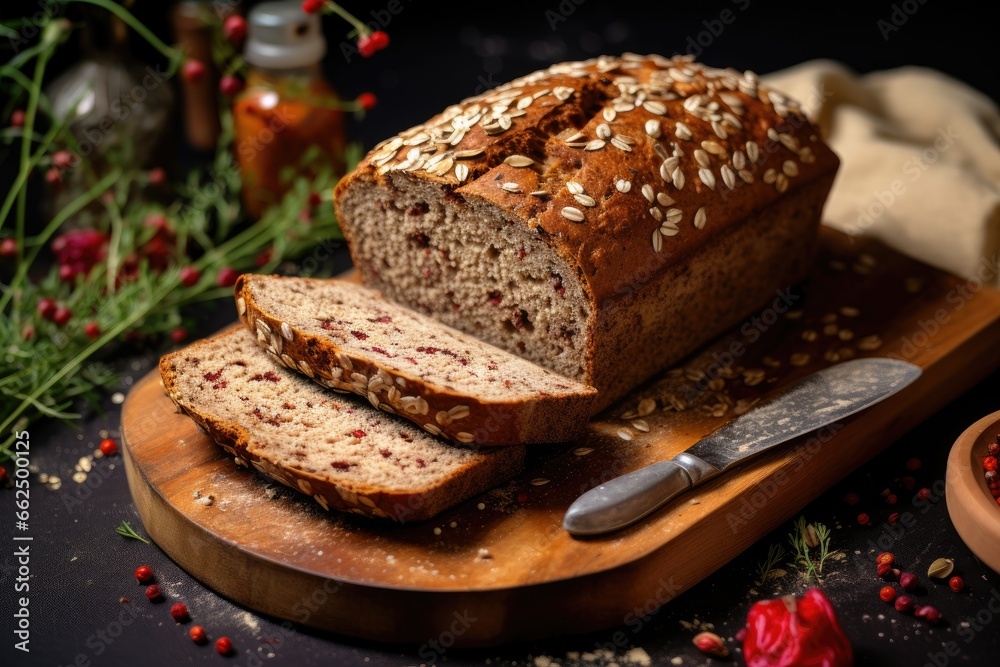 Wall mural home baked whole wheat bread made with organic ingredients and packed with nourishing seeds - Wall murals