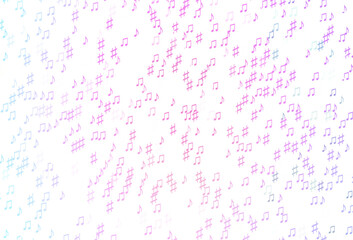 Light Pink, Blue vector backdrop with music notes.