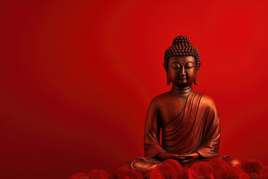 Red background with Buddha image