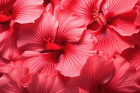 Red hibiscus flower on pink background