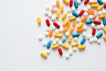 Tablets of medication for treating illness on a light surface