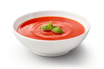 Tomato soup bowl on white background