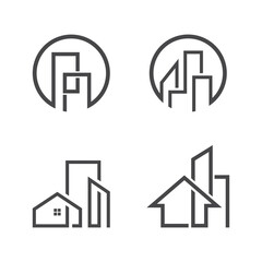  simple Building symbol Logo Vector Icon Illustration