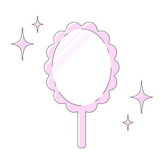 キラキラした手鏡のイラスト