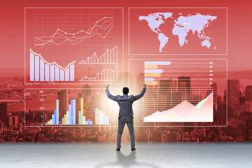Businessman in visual analytics business concept