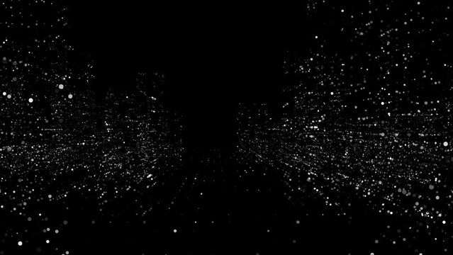 Animated Abstract Technology Dark Background with Glowing Random Elements - Data, Hi-Tech Concept, Virtual Space, Looped Stock Animation for Motion Graphics Design, Backdrop, and Wallpaper