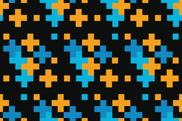 Geometric seamless pattern. Abstract geometric hexagonal graphic design pattern. balack, blue and orange Seamless geometric pattern.