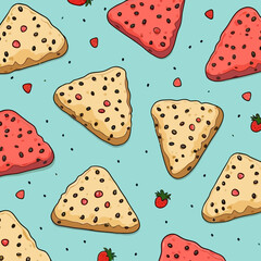 Scone quirky doodle pattern, background, cartoon, vector, whimsical Illustration