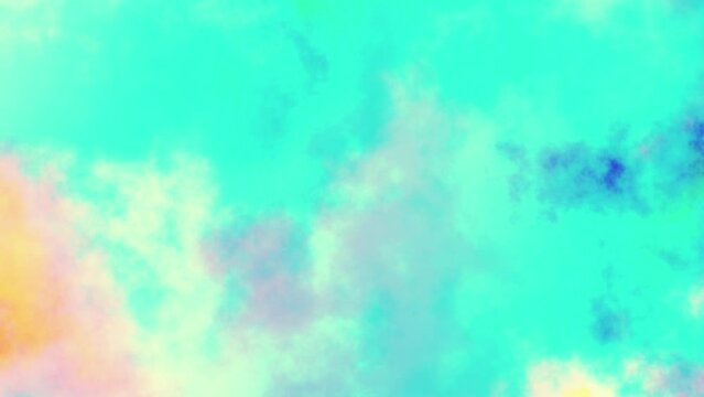 Seamless abstract psychedelic wavy background for loop playback. 4k video. Cloudy nebula background. Natural retro colors.