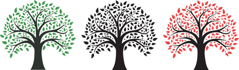  Abstract vibrant tree logo design, root vector, Tree logo, tree of life icon on white background, wall decor, wall art