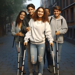 Group of disabled young Latinos
