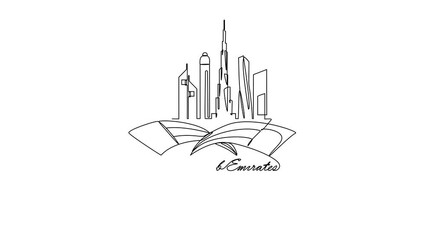 Animated self drawing of UAE Flag Days on November 3rd with white background. UAE Flag Days concept illustration in simple linear animation. UAE Flag Days concept design with full length animation