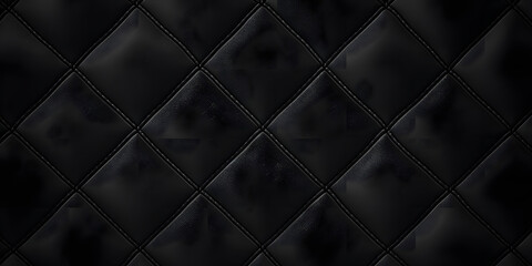 Black Textured Quilted Leather Wallpaper