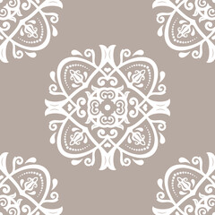 Orient classic pattern. Seamless abstract brown and white background with vintage elements. Orient background. Ornament for wallpapers and packaging - 662508701