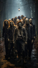 Fototapeta premium Gathering of Human Skeletons in the Dark