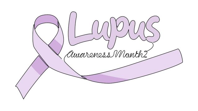 Animated self drawing of Lupus awareness month with white background. Lupus awareness month design in simple linear style. Lupus awareness month design with full length animation