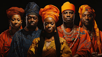 Portrait of African people in traditional clothing