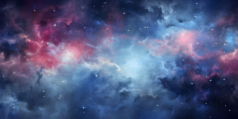 Starry Space: Blue and Purple Colors, Dreamlike Bokeh, Light Red, and Dark Azure Celestial Caustics Background