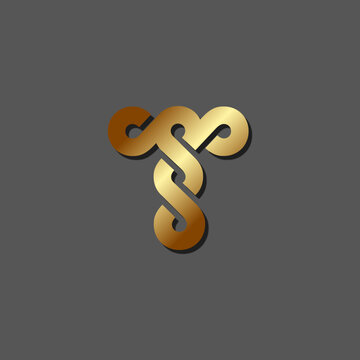 The logo is a T and S monogram. TSS or SST. Elegant and gold.