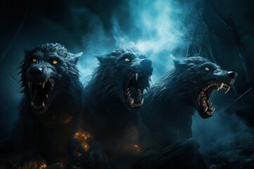 Obraz na płótnie Canvas Fierce werewolves transforming under the light of the full moon - Generative AI
