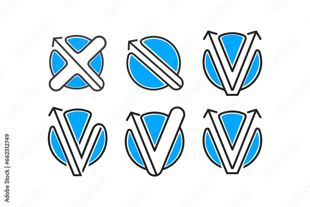 Fototapete Vector is a monogram of circles and letters. In outline form.
