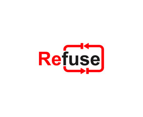 vector is the word r e f u s e. elegant and outline