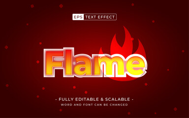 Flame 3D text effect. Editable text style effect with red burn fire template