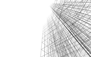 Abstract architectural drawing 3d rendering