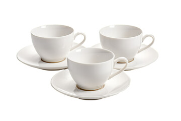 Obraz na płótnie Canvas Three ceramic teacups on transparent white background