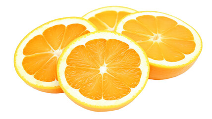 Sliced orange on transparent white background