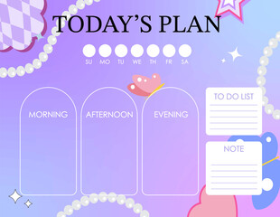 daily planner. start on morning with gradient style that use for horizontal digital