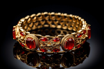 gold ring with red gems