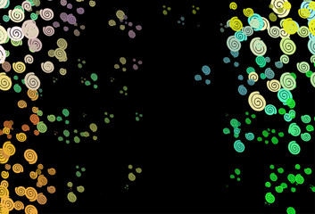 Dark Multicolor, Rainbow vector pattern with bubble shapes.