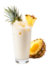 A delicious pineapple milkshake on a white transparent background